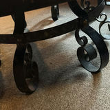 Slate-topped octagonal coffee table with wrought-iron scroll base - thumbnail 7 of 7