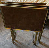 Vintage folding chairs with floral-printed seats and wood-pattern backs - thumbnail 6 of 8
