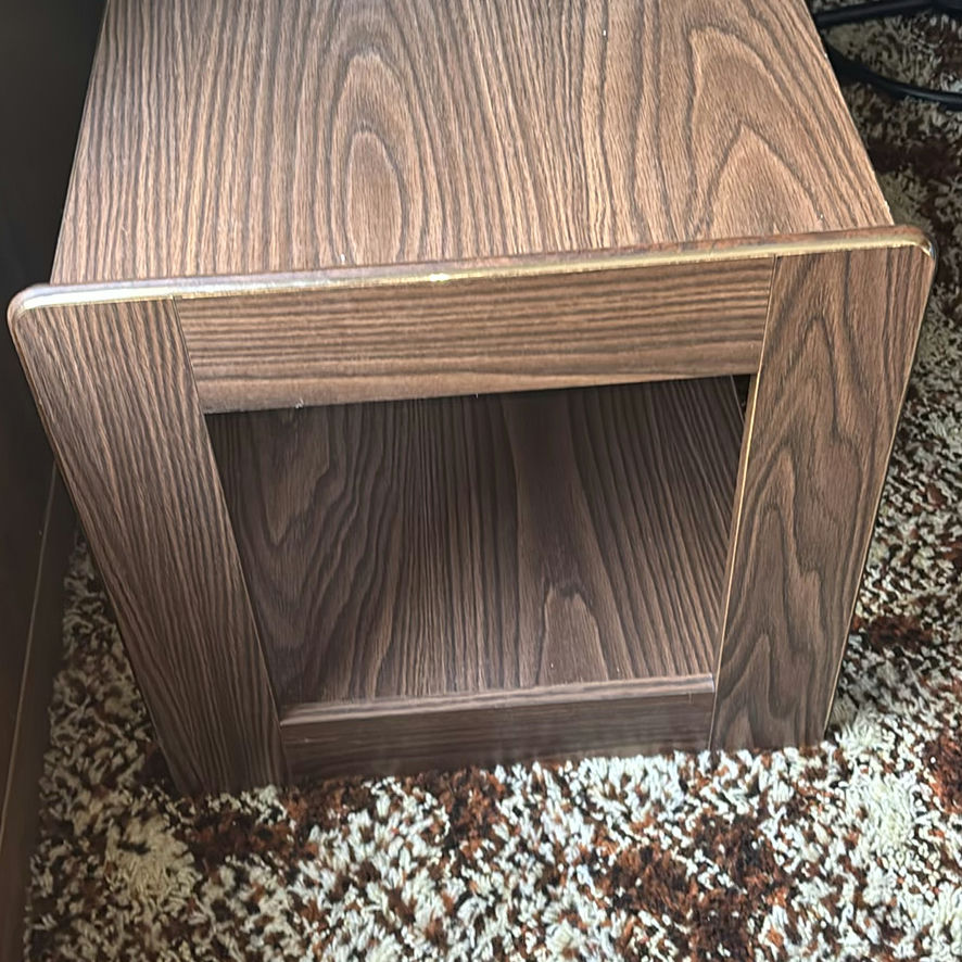 Wooden Two-Tier Side Table with Cosmo AM/FM Digital Clock Radio - image 3 of 13