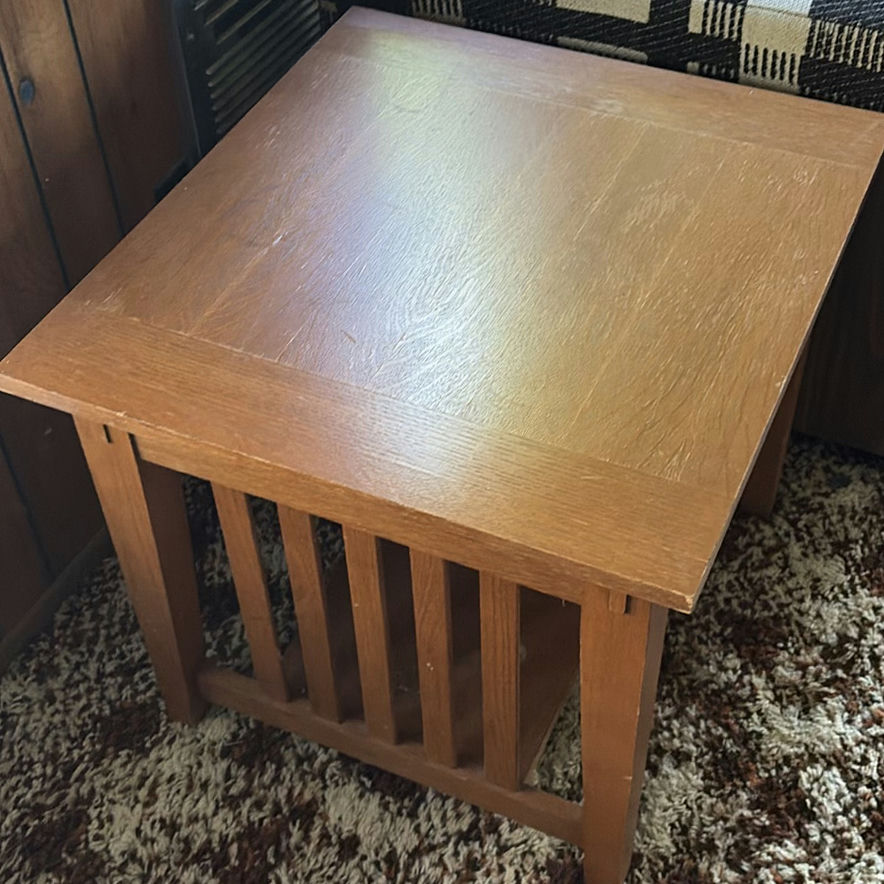2 Wooden end tables with storage cabinet - image 6 of 11