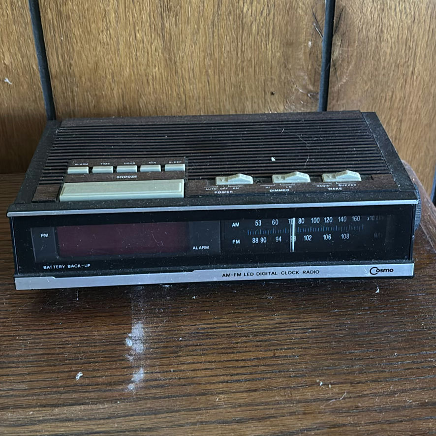Wooden Two-Tier Side Table with Cosmo AM/FM Digital Clock Radio - image 5 of 13