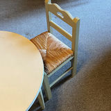 Child-sized round table with two woven-seat chairs - thumbnail 3 of 8