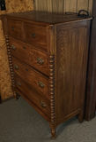 Oak dresser with multiple drawers and ornate hardware - thumbnail 2 of 6