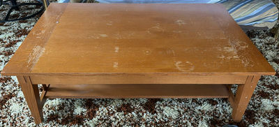 Wooden coffee table with lower shelf - Image 1 of 6