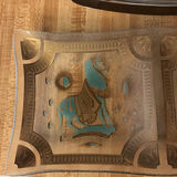 Embossed black serving tray and decorative etched glass panels - thumbnail 2 of 4