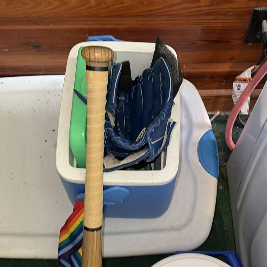Wooden baseball bat with coolers and storage bins - image 3 of 4