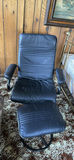 Black leather office chair with ottoman - thumbnail 1 of 5
