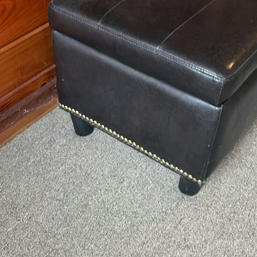 Black leather tufted ottoman bench - image 3 of 4