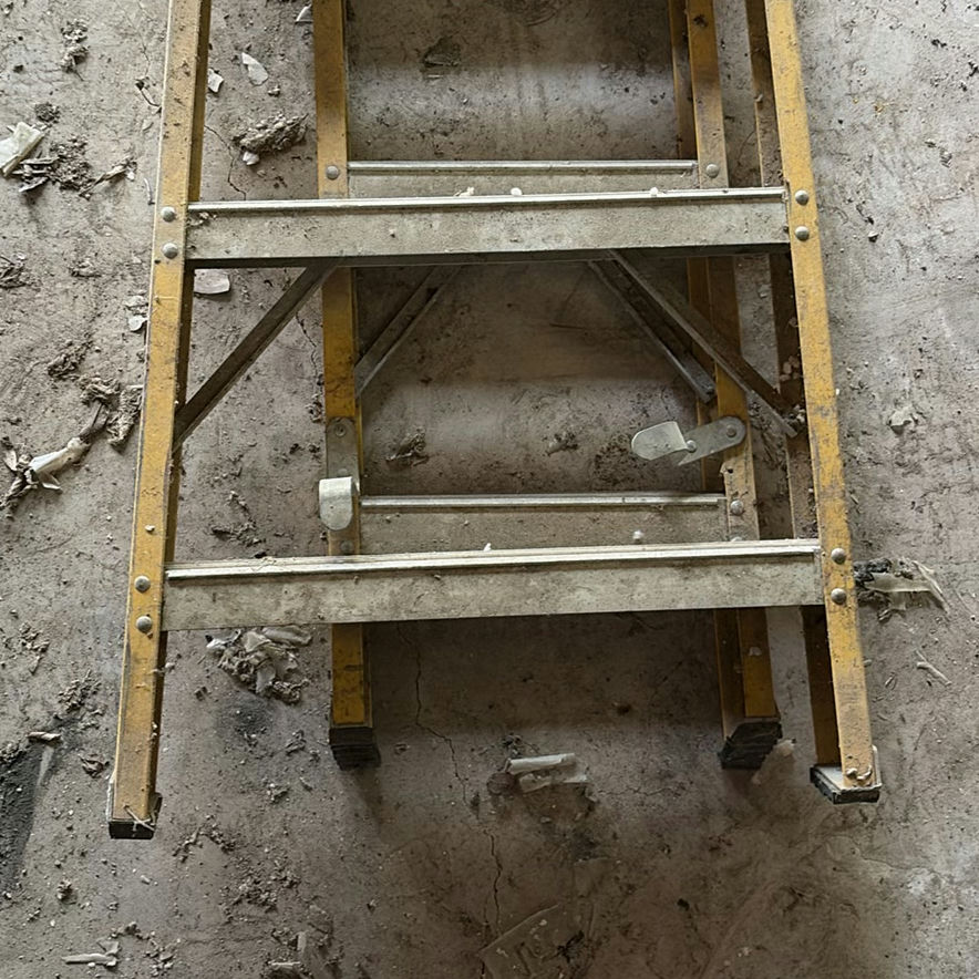 Yellow metal folding ladder - image 4 of 5