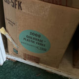 Box of plastic forks and cleaning supplies with miscellaneous household items - thumbnail 6 of 7