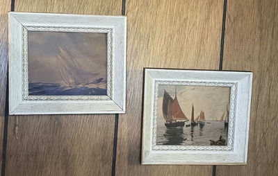 Sailboat Art Prints in Whitewashed Frames - Image 1 of 3