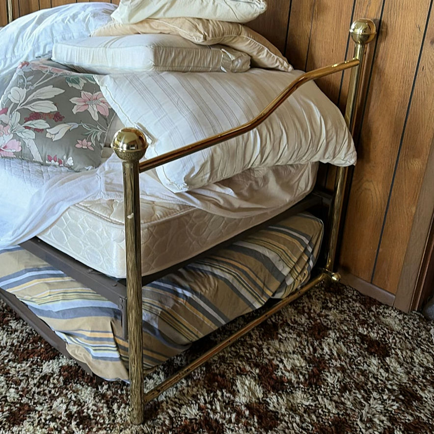 Brass daybed frame with mattress and pillows - image 3 of 6