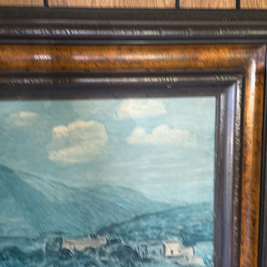 Landscape with village and mountains in ornate frame - image 6 of 8