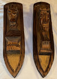 Three carved wooden wall plaques with bust reliefs - thumbnail 2 of 6