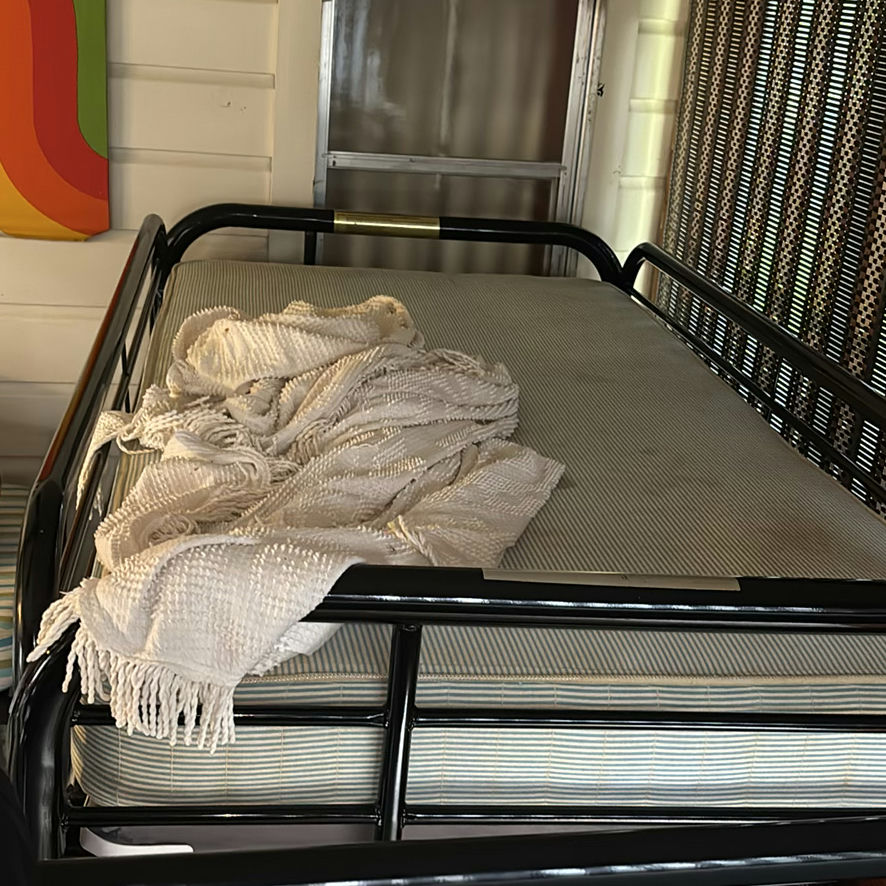 Two-tier black metal bunk beds with mattresses - image 4 of 7