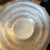 Vintage floral porcelain plates with red center, Daher Decorated Ware plate, and wooden two-compartment serving tray - thumbnail 6 of 8