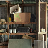 Cluttered shed with microwave, cabinets, screens and miscellaneous hardware - thumbnail 2 of 7