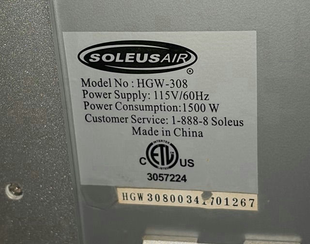 SoleusAir HGW-308 Electric Space Heater - image 4 of 4