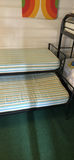 Metal bunk bed frames with striped twin mattresses - thumbnail 3 of 3